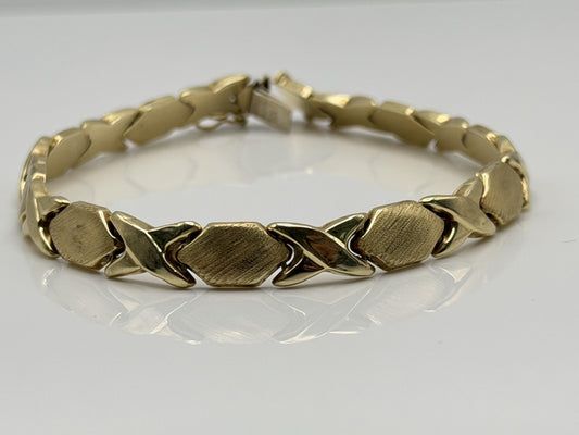 14k XOXO Solid Yellow ITALY Gold Heavy 8.5 gr Tennis Bracelet 8" Love Chain