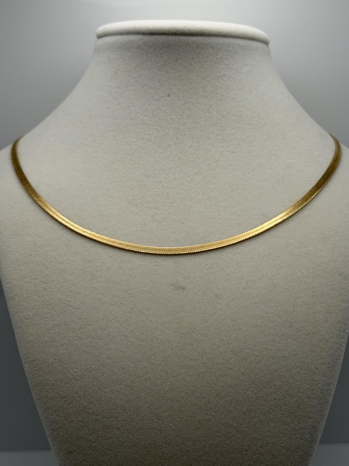 14k Herringbone Necklace ITALY Chain 17" Snake Chain Flat Chain