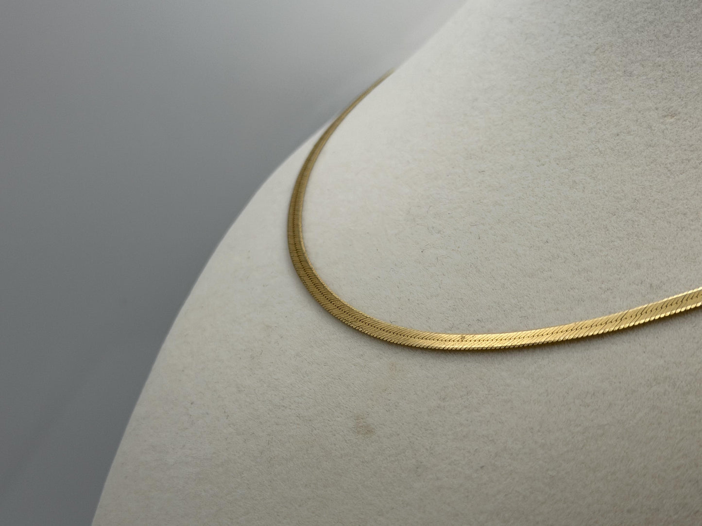 14k Herringbone Necklace ITALY Chain 17" Snake Chain Flat Chain