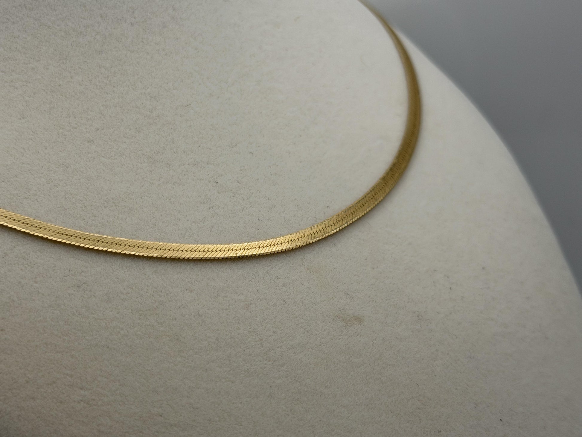 14k Herringbone Necklace ITALY Chain 17" Snake Chain Flat Chain
