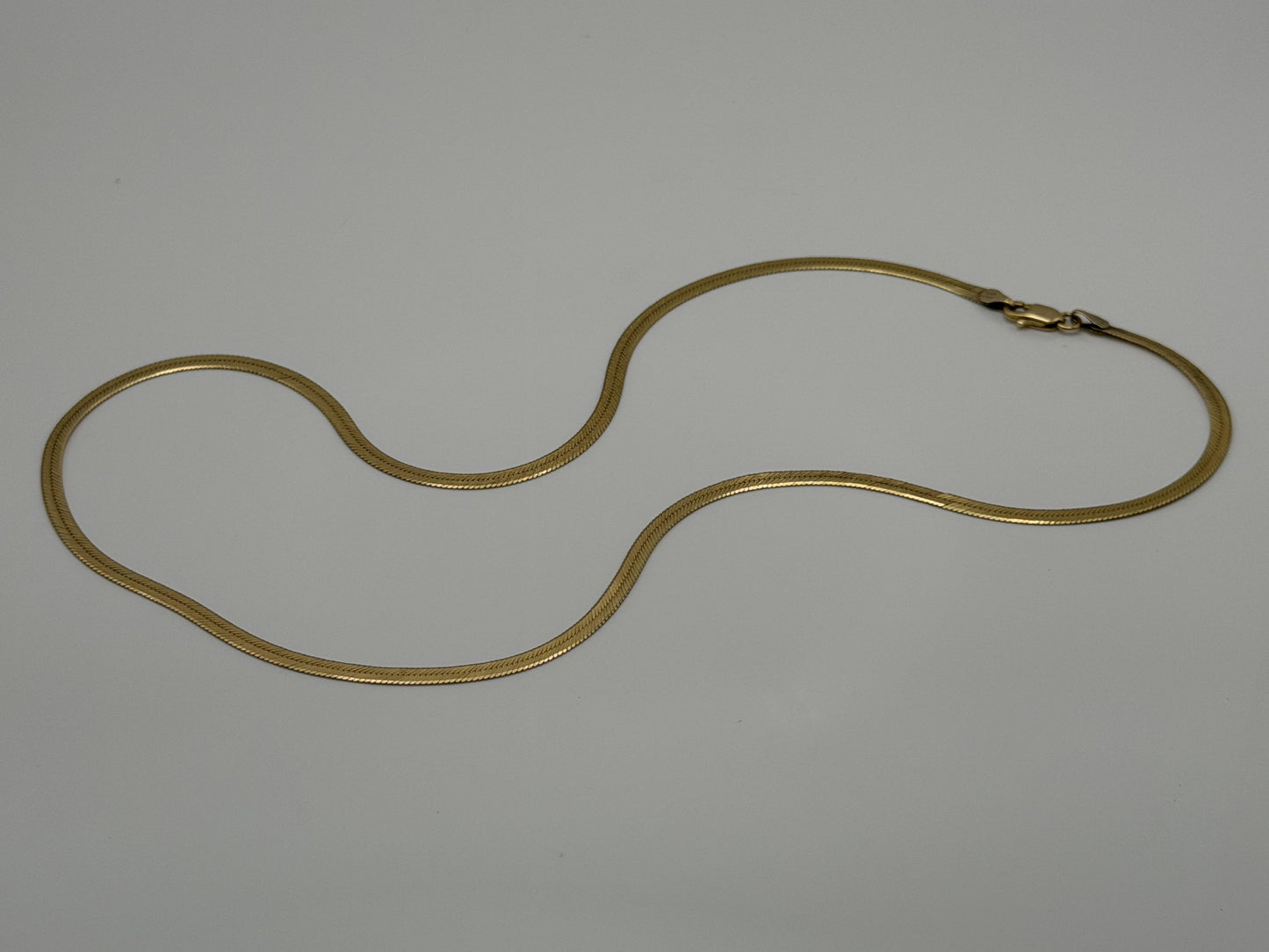 14k Herringbone Necklace ITALY Chain 17" Snake Chain Flat Chain