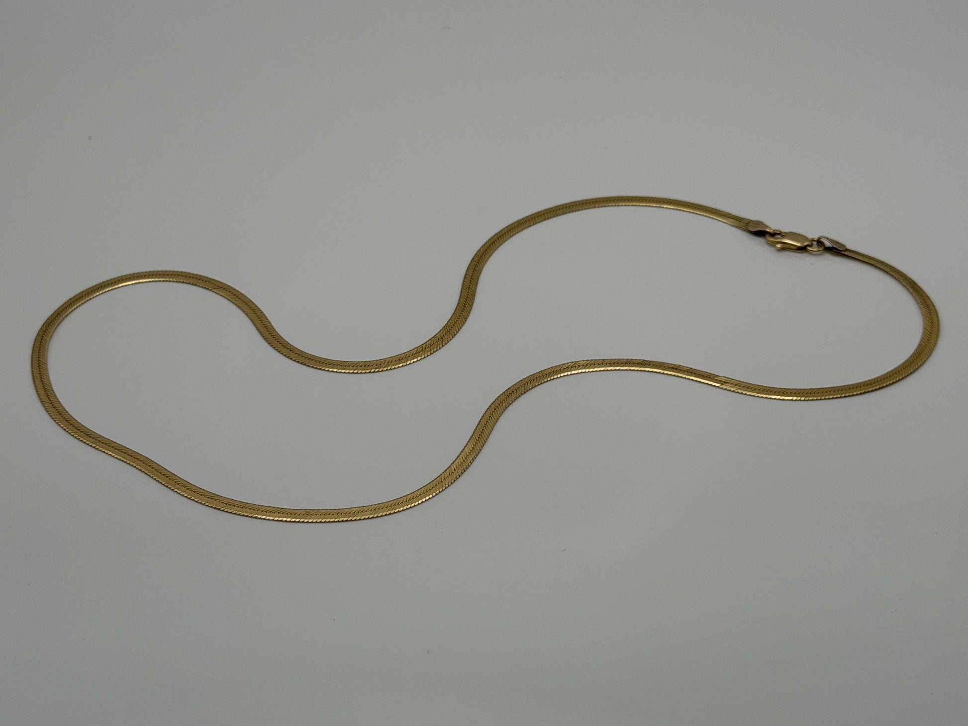 14k Herringbone Necklace ITALY Chain 17" Snake Chain Flat Chain
