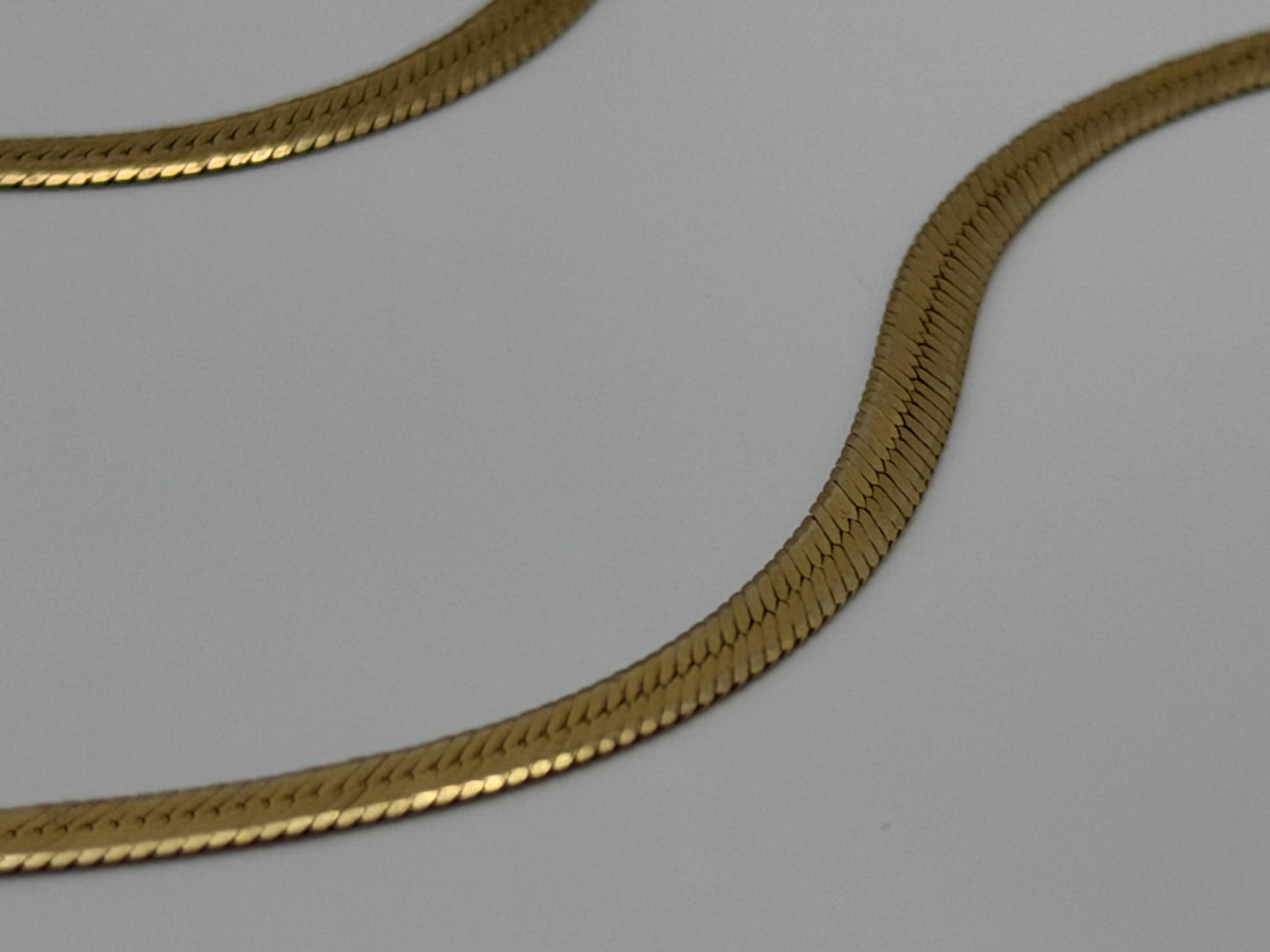 14k Herringbone Necklace ITALY Chain 17" Snake Chain Flat Chain