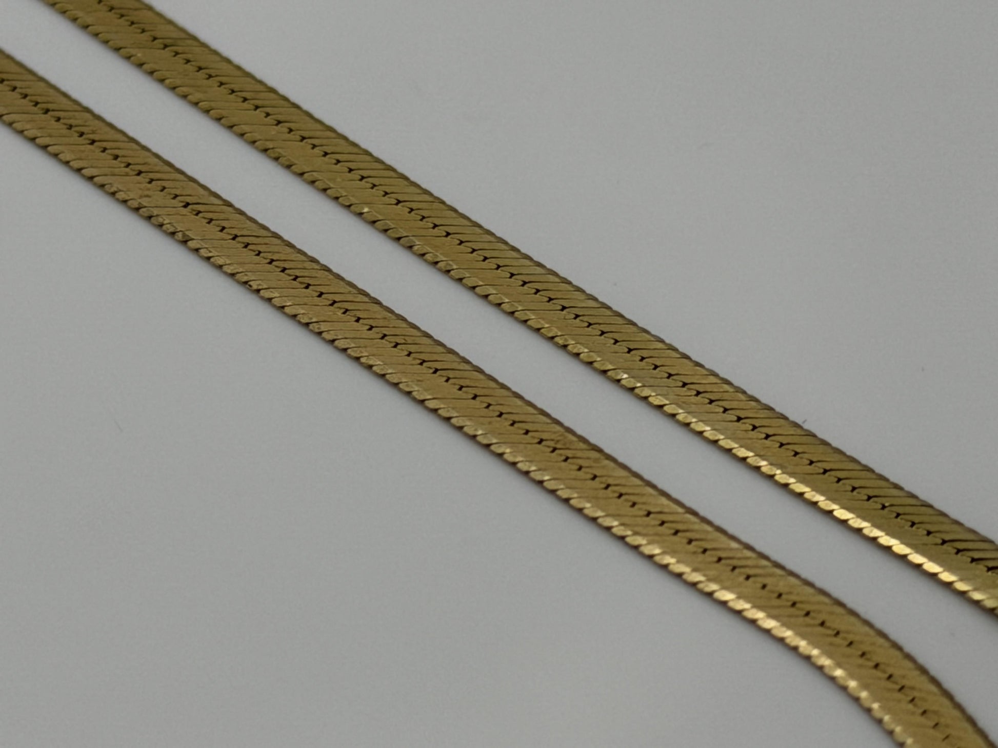 14k Herringbone Necklace ITALY Chain 17" Snake Chain Flat Chain