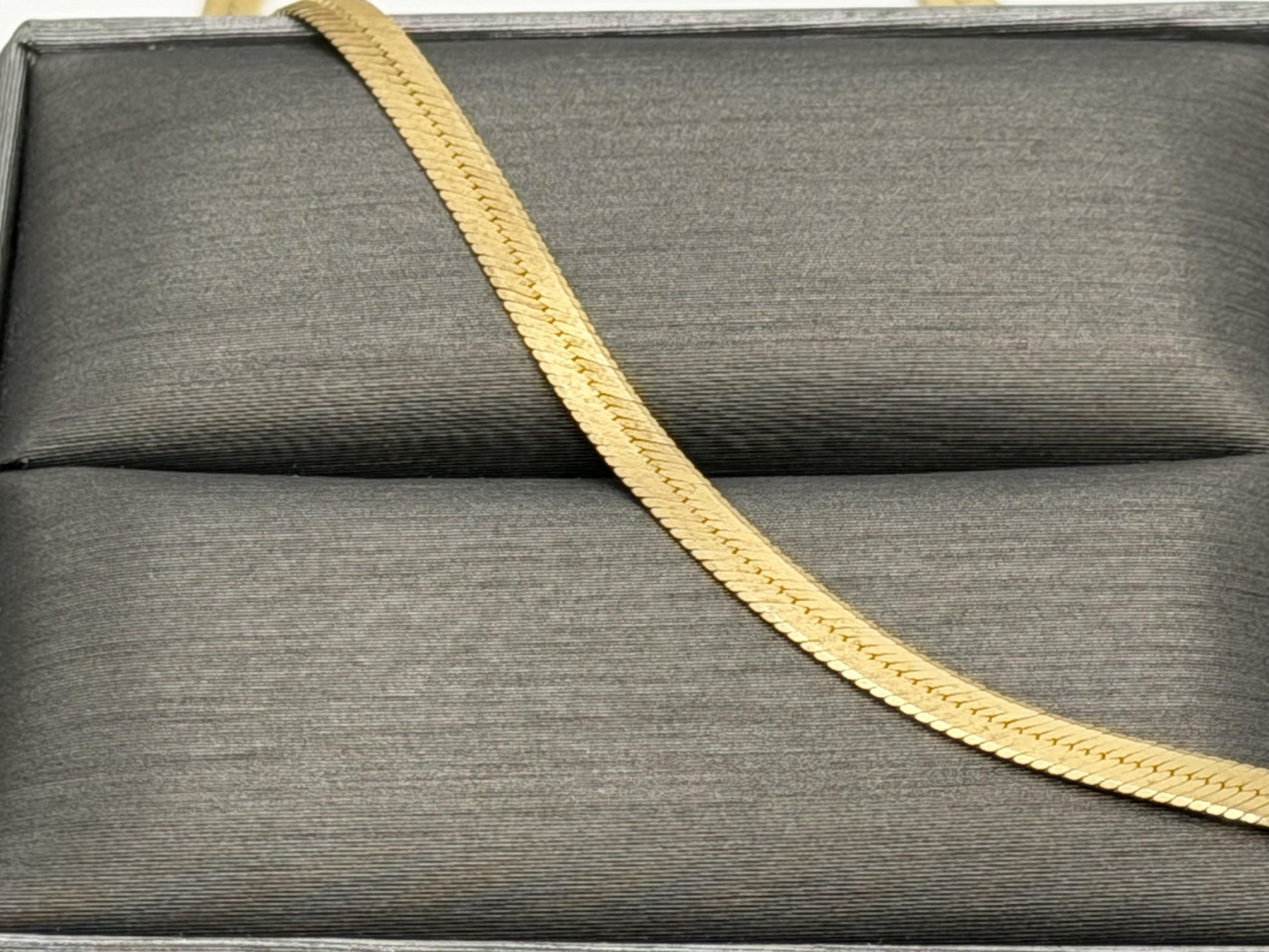 14k Herringbone Necklace ITALY Chain 17" Snake Chain Flat Chain