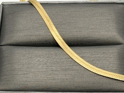 14k Herringbone Necklace ITALY Chain 17" Snake Chain Flat Chain