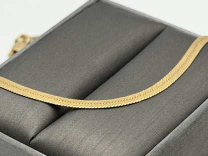 14k Herringbone Necklace ITALY Chain 17" Snake Chain Flat Chain