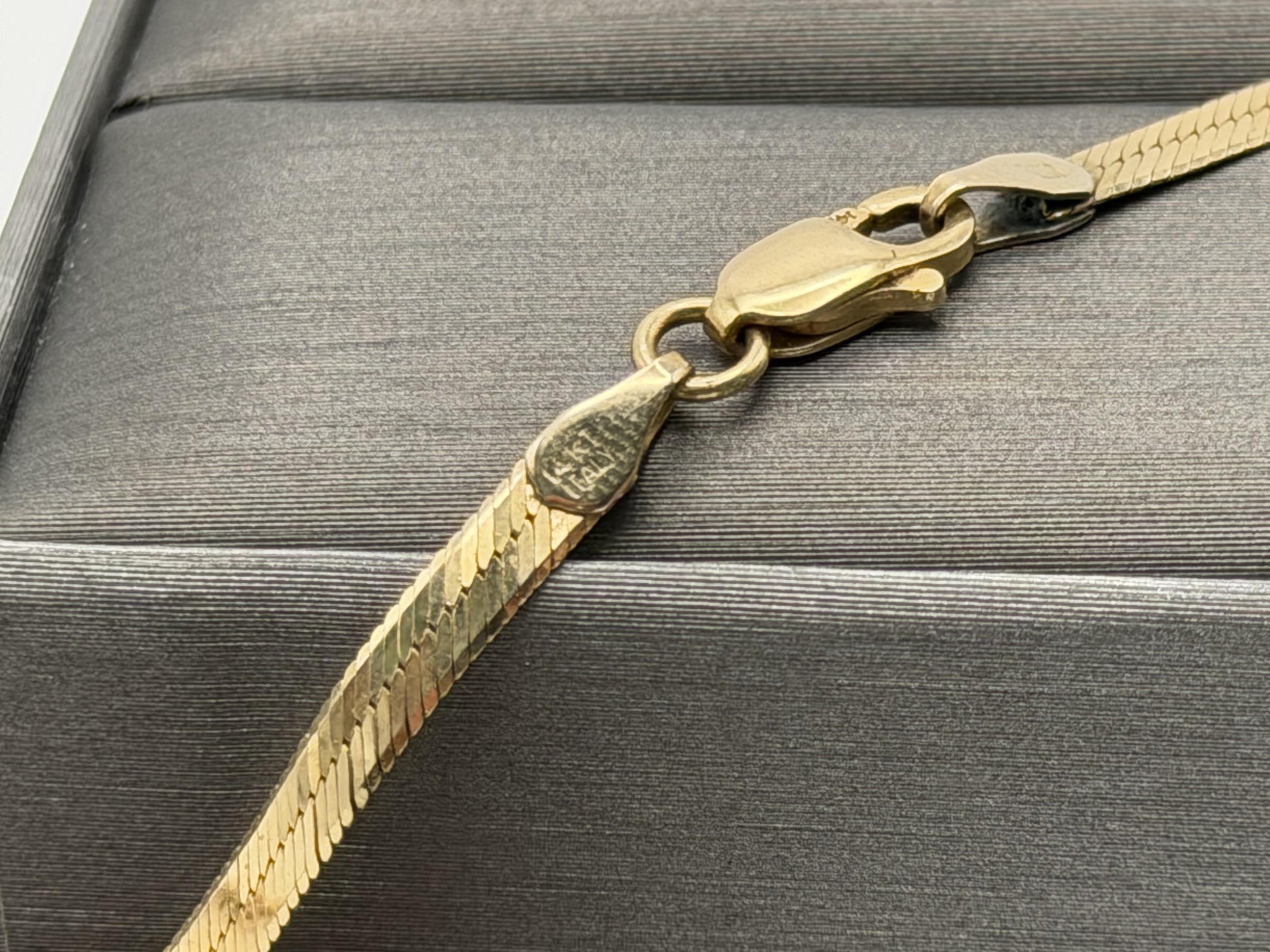 14k Herringbone Necklace ITALY Chain 17" Snake Chain Flat Chain