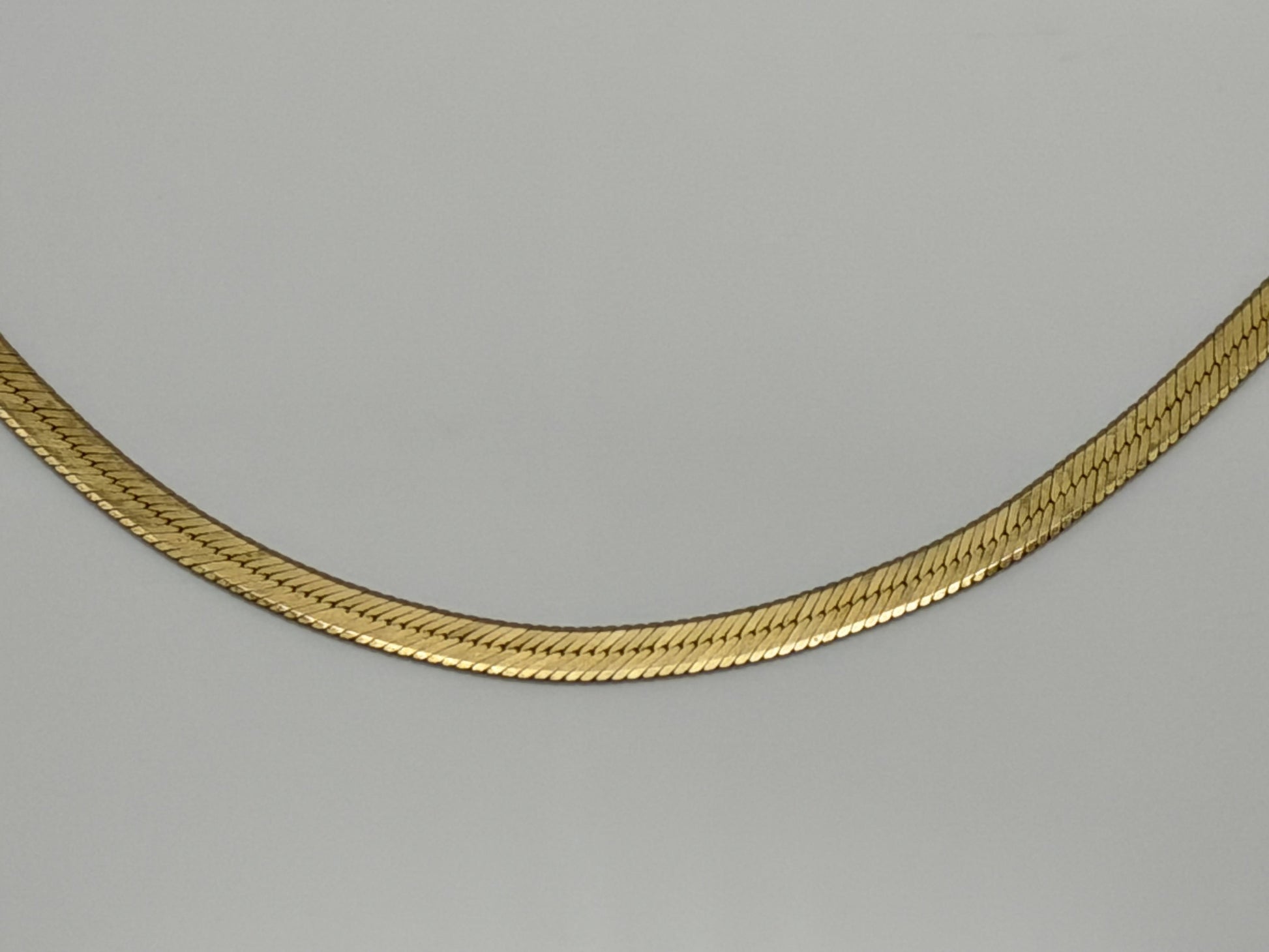 14k Herringbone Necklace ITALY Chain 17" Snake Chain Flat Chain