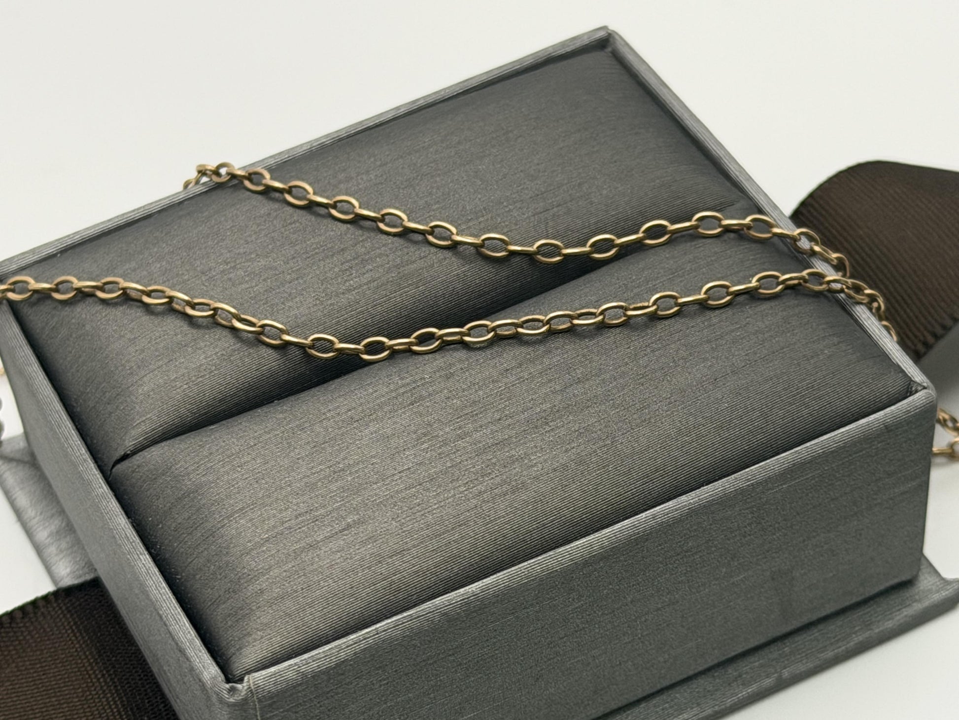 14k Round Chain Link Solid Gold Necklace 30" Double Choker