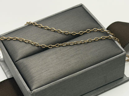 14k Round Chain Link Solid Gold Necklace 30" Double Choker
