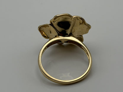 14k Diamond Pansy Cocktail Plumeria Flower Hawaiian Floral Statement Ring