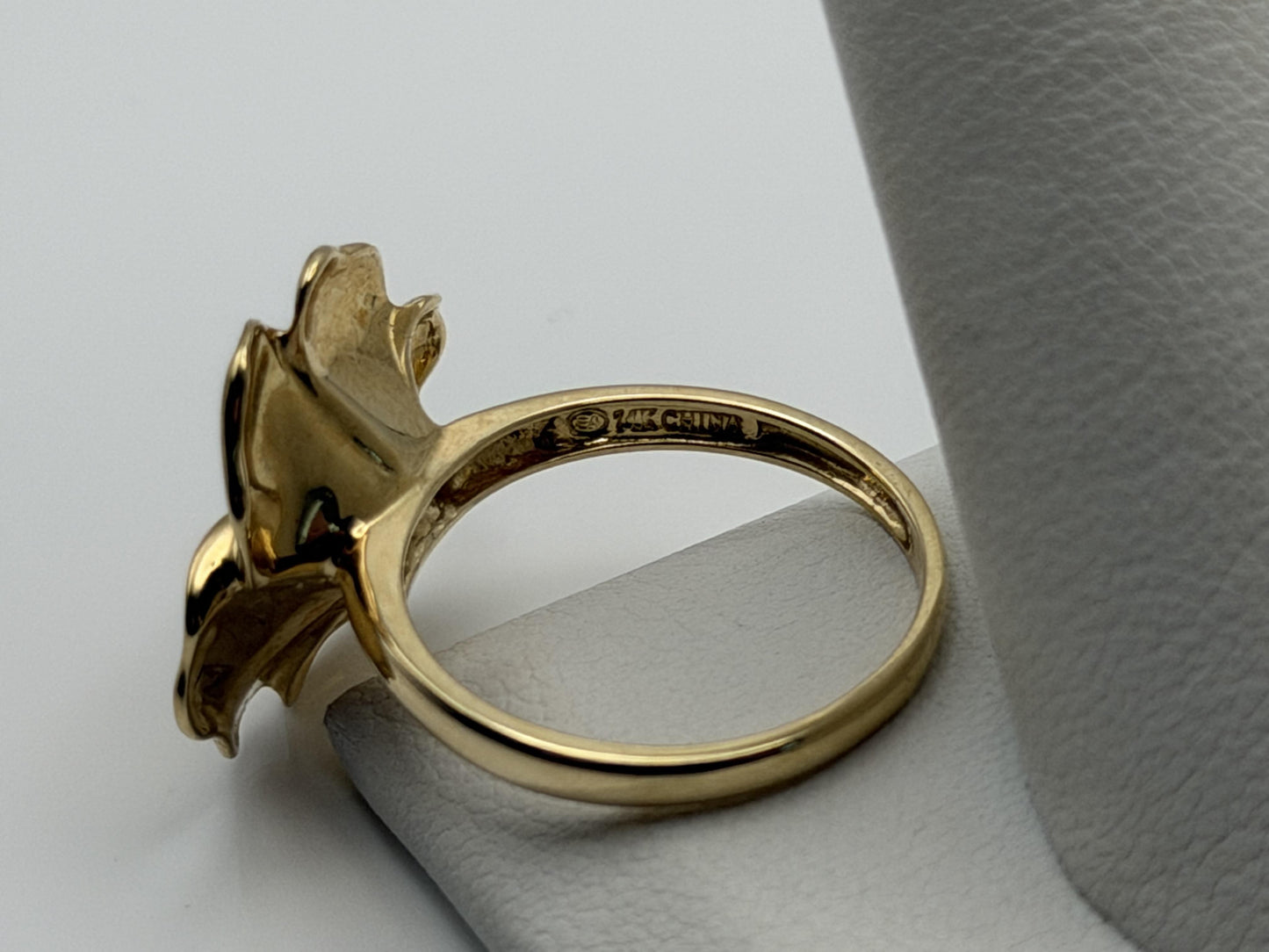 14k Diamond Pansy Cocktail Plumeria Flower Hawaiian Floral Statement Ring