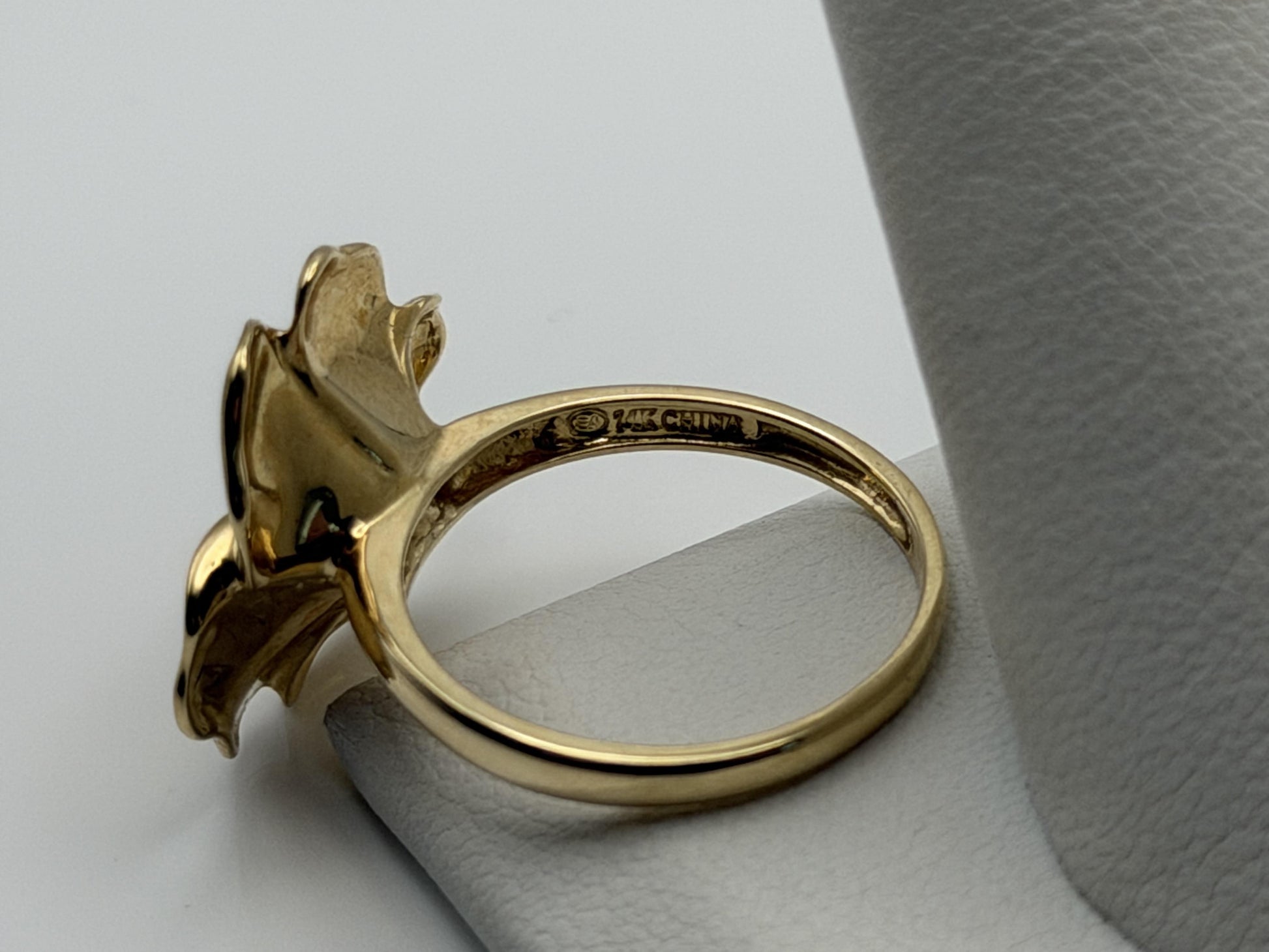 14k Diamond Pansy Cocktail Plumeria Flower Hawaiian Floral Statement Ring