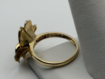 14k Diamond Pansy Cocktail Plumeria Flower Hawaiian Floral Statement Ring
