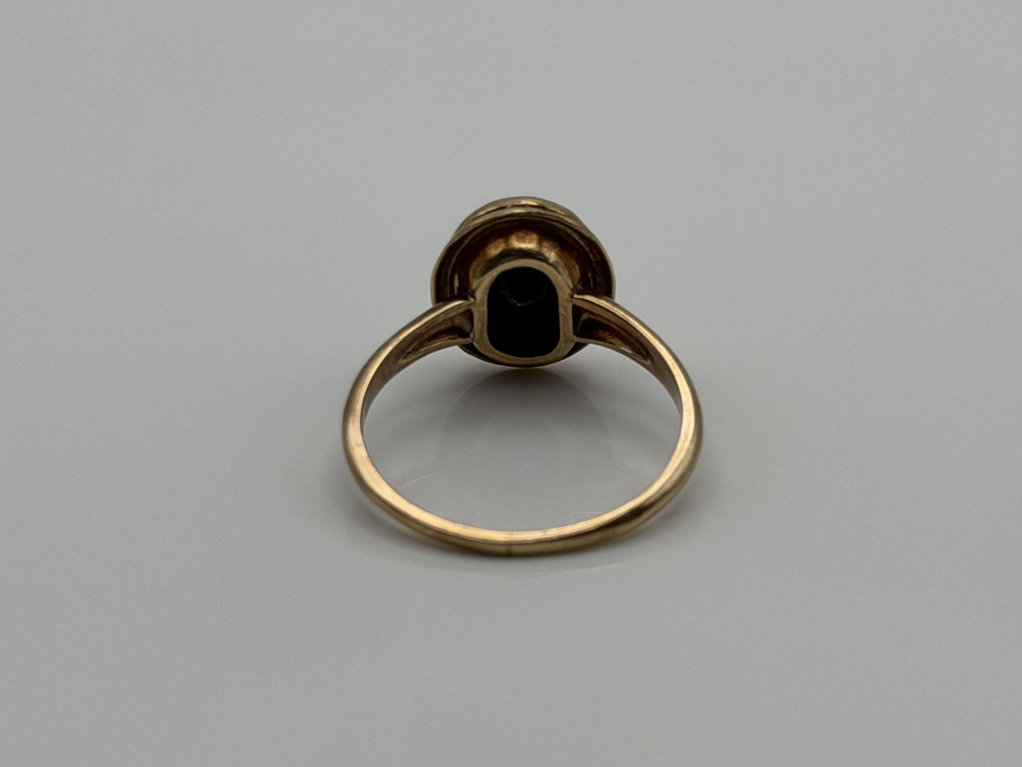 10k Oval Shaped Diamond Onyx Vintage Statement Ring Minimalist Signet Ring