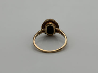 10k Oval Shaped Diamond Onyx Vintage Statement Ring Minimalist Signet Ring