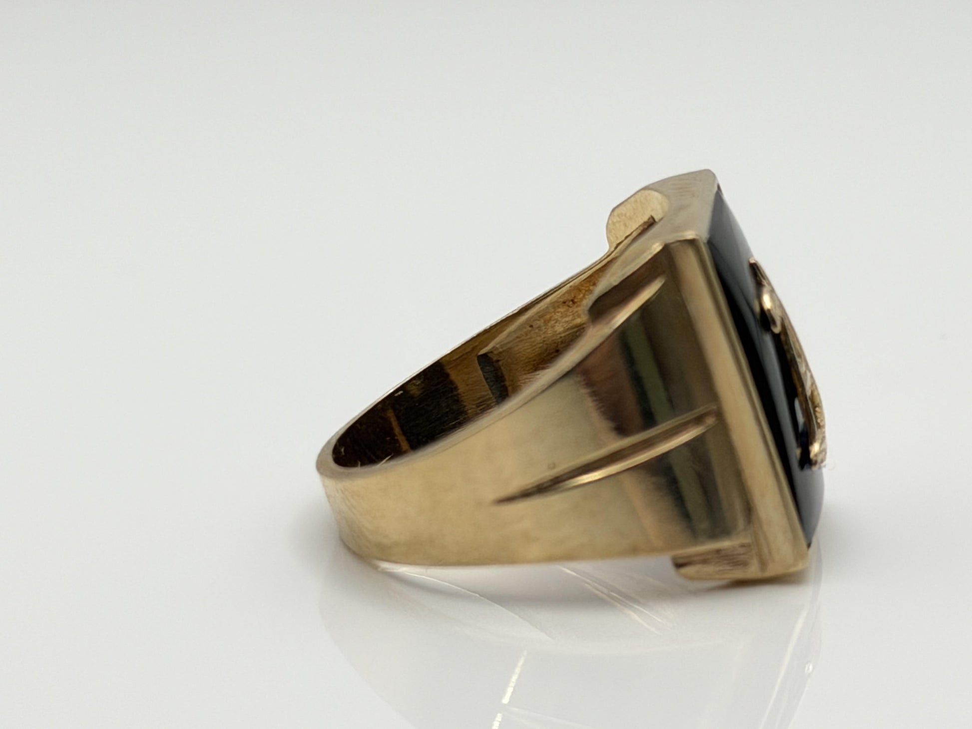 10k Onyx Letter A Signet Ring. Statement Mens Ring.