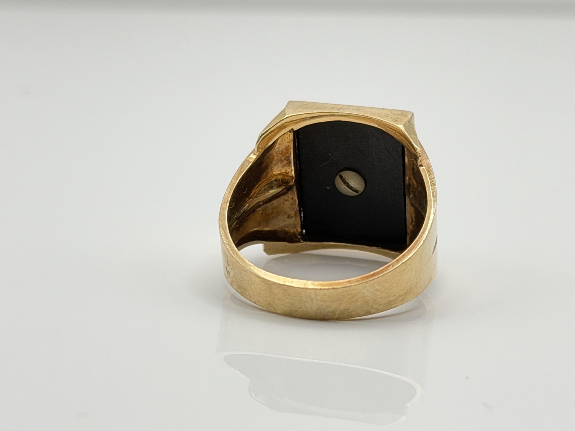 10k Onyx Letter A Signet Ring. Statement Mens Ring.
