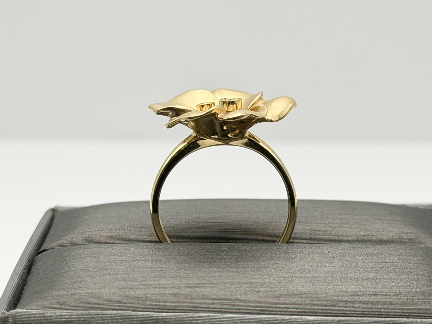 14k Diamond Pansy Cocktail Plumeria Flower Hawaiian Floral Statement Ring