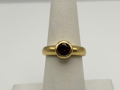 Heavy 14k Yellow 6gr Gold 1ct Red Garnet Solitaire Statement Ring Vintage Style