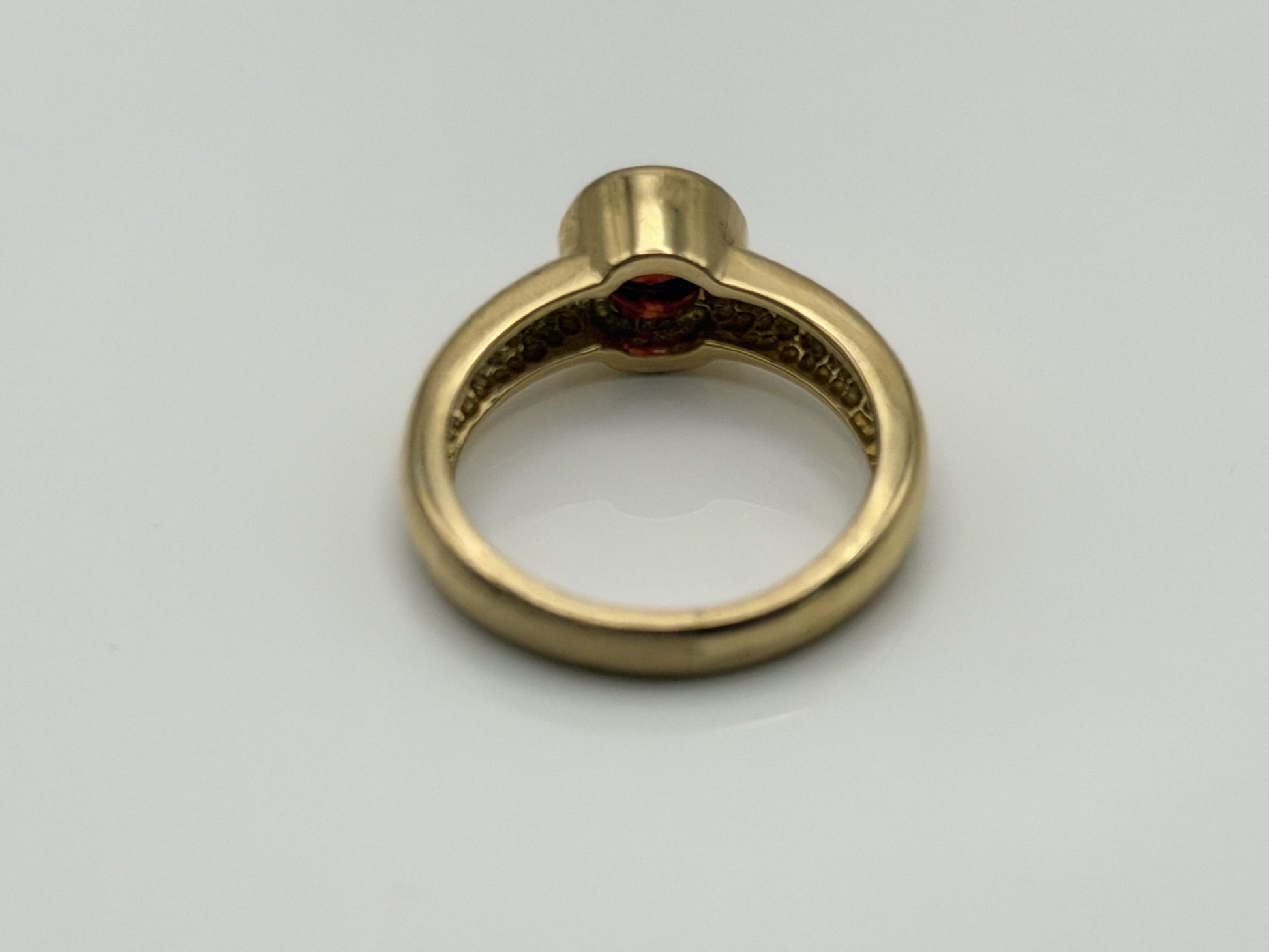 Heavy 14k Yellow 6gr Gold 1ct Red Garnet Solitaire Statement Ring Vintage Style
