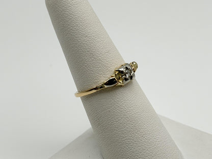 14k Vintage Two Tone Gold Diamond Engagement Ring Love Wedding Ring.