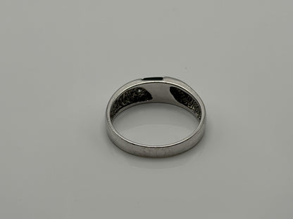 10k White Gold Mens Onyx Ring. Anniversary Band. Wedding Ring.