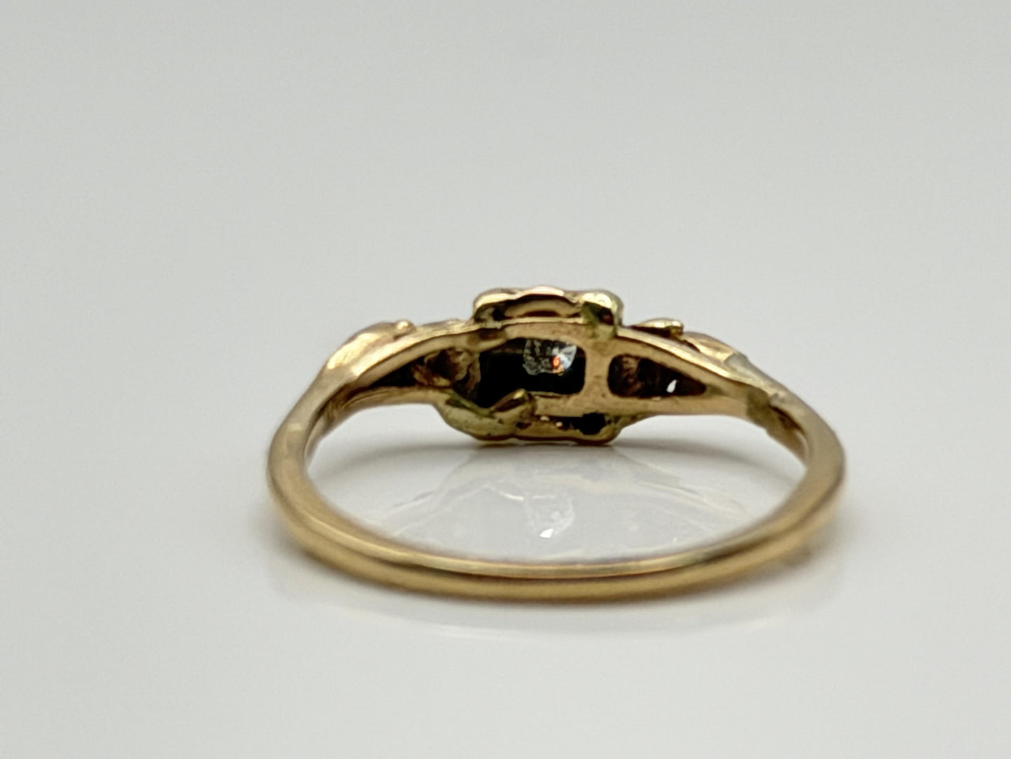 14k Vintage Two Tone Gold Diamond Engagement Ring Love Wedding Ring.