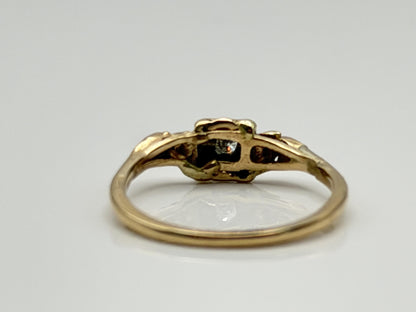 14k Vintage Two Tone Gold Diamond Engagement Ring Love Wedding Ring.