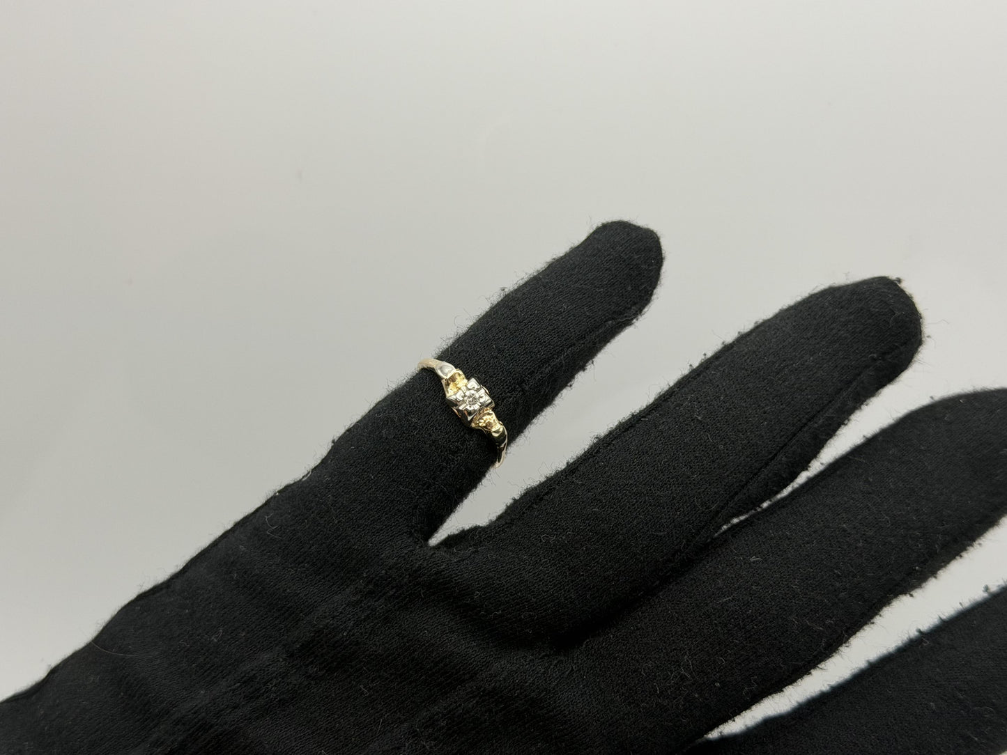 14k Vintage Two Tone Gold Diamond Engagement Ring Love Wedding Ring.