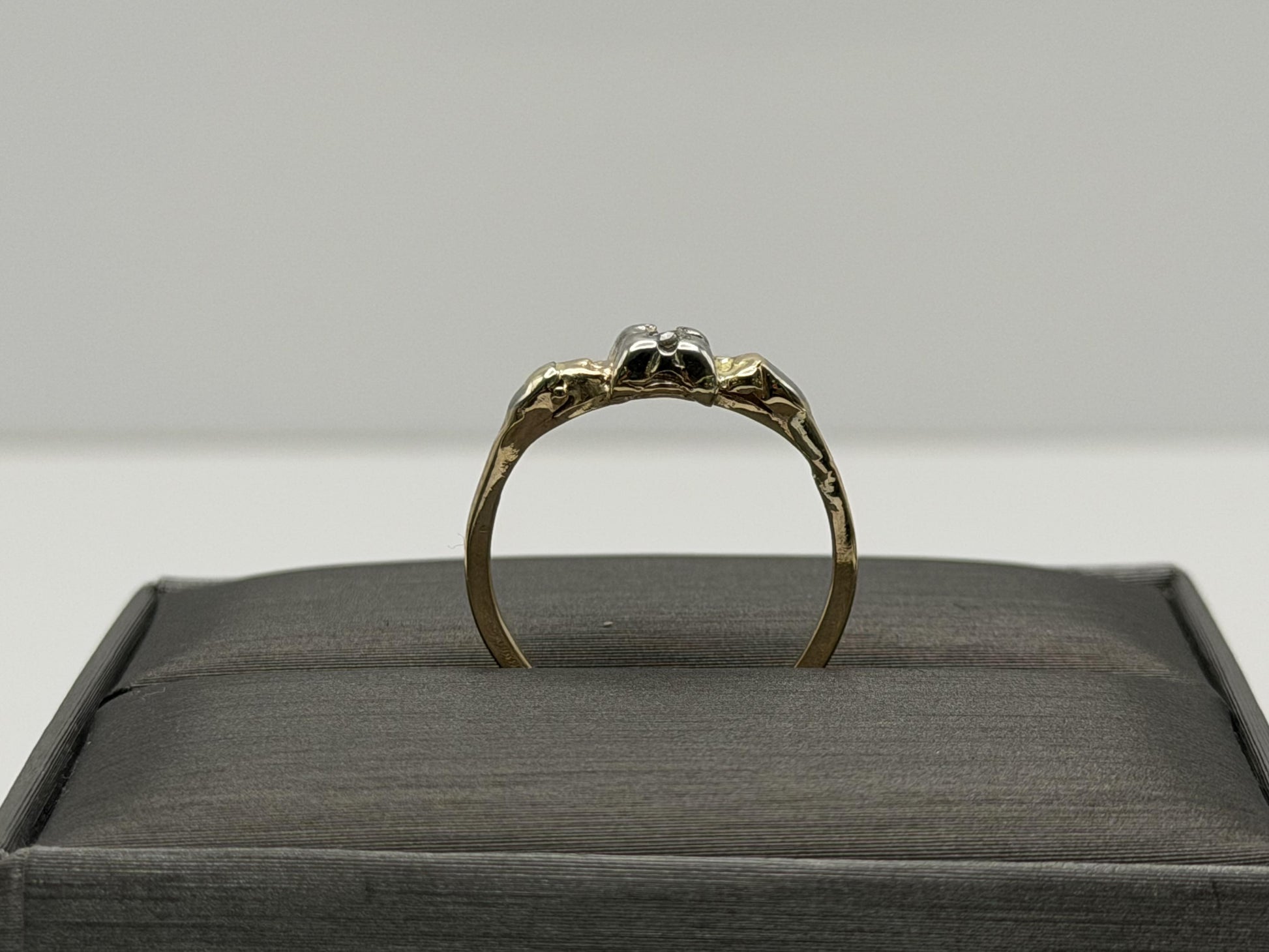 14k Vintage Two Tone Gold Diamond Engagement Ring Love Wedding Ring.