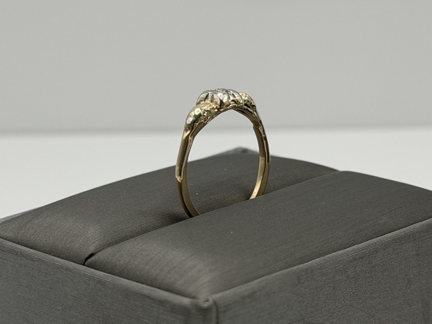 14k Vintage Two Tone Gold Diamond Engagement Ring Love Wedding Ring.