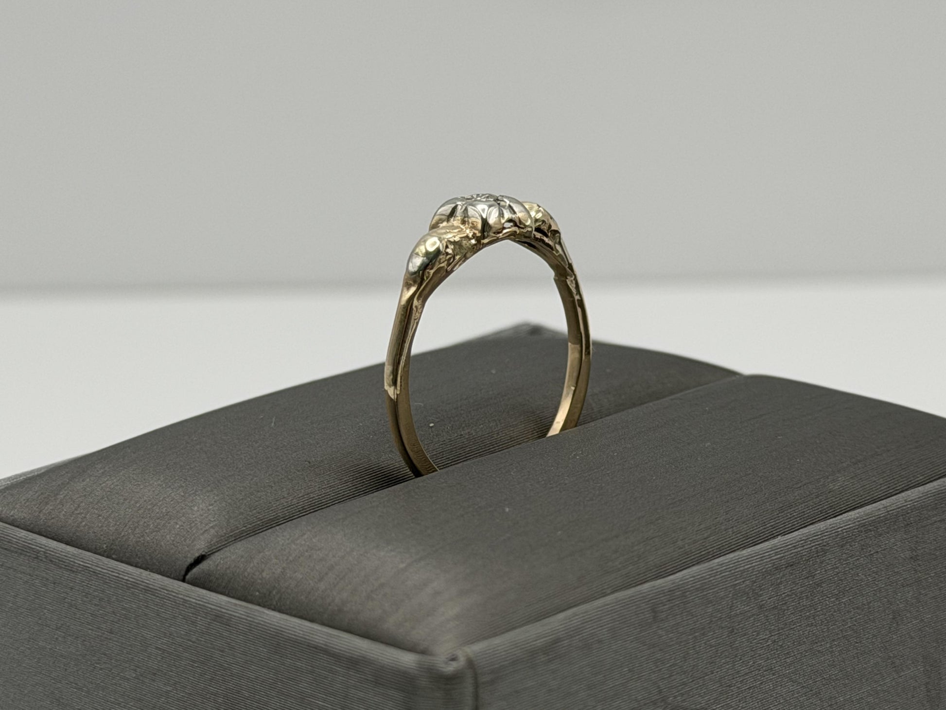 14k Vintage Two Tone Gold Diamond Engagement Ring Love Wedding Ring.