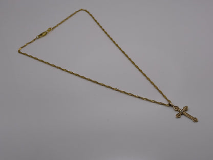 10k Yellow Gold Vintage Diamond Christian Cross Necklace Compliment GF18k chain