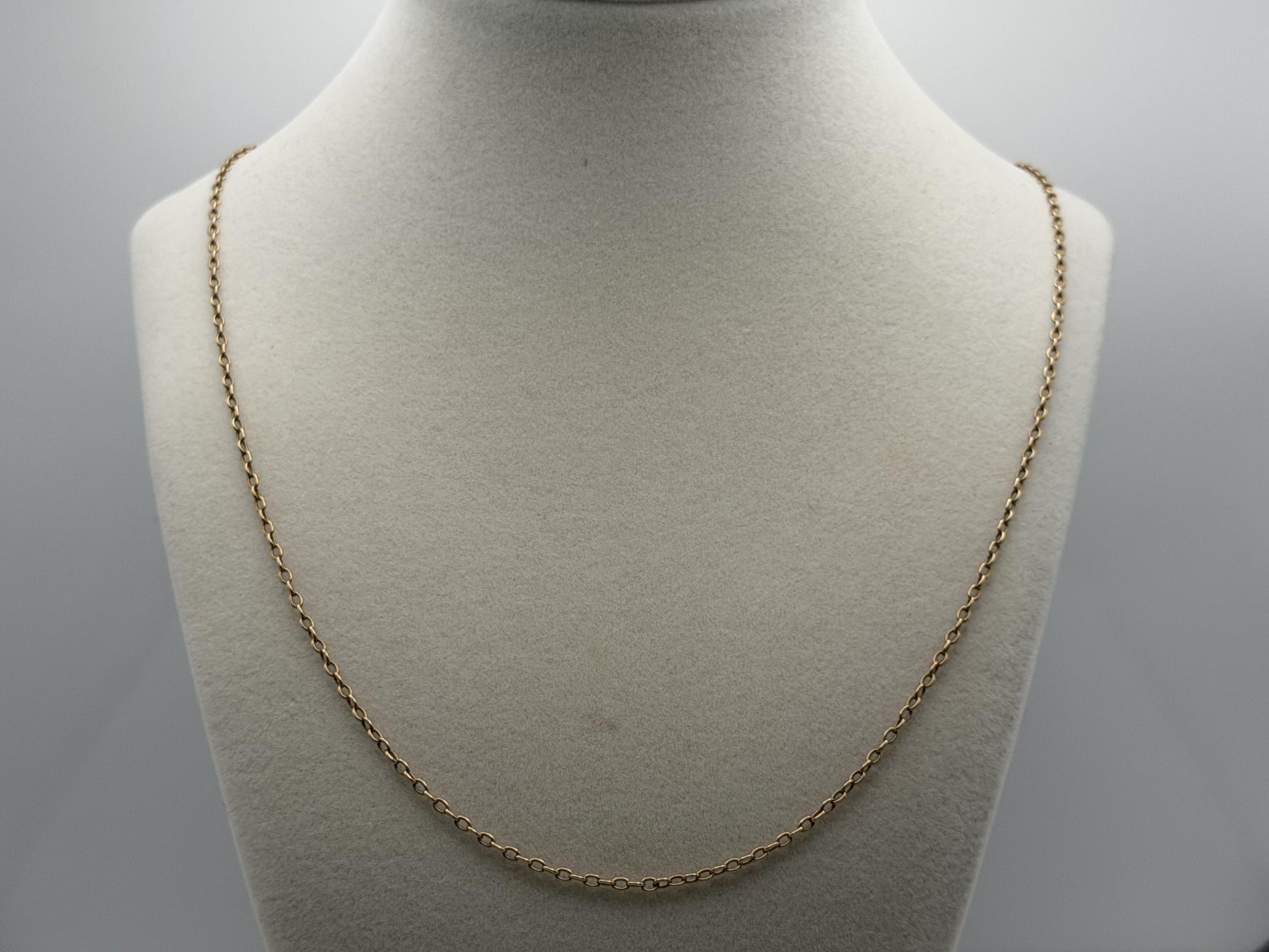 14k Round Chain Link Solid Gold Necklace 30" Double Choker