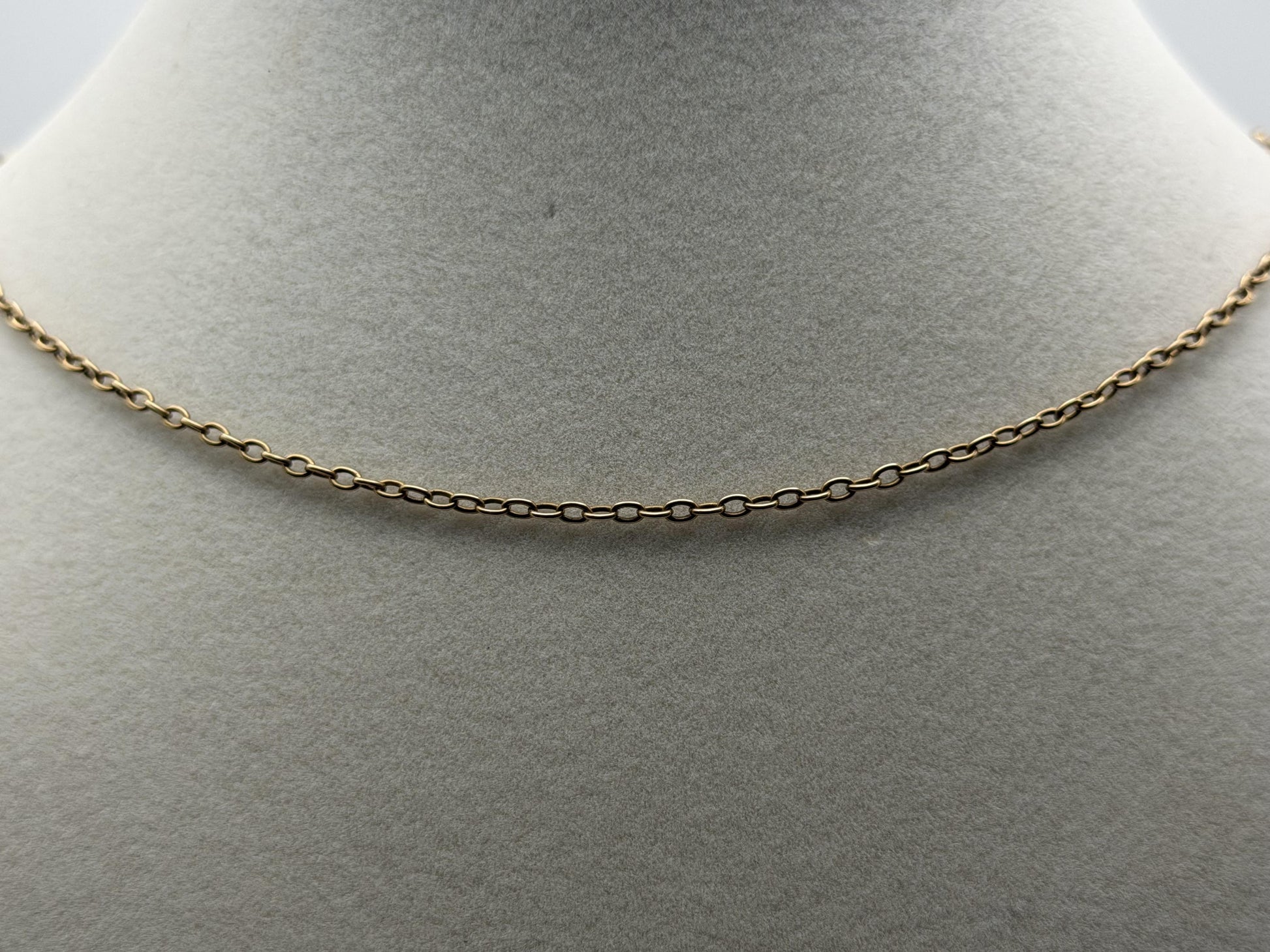 14k Round Chain Link Solid Gold Necklace 30" Double Choker