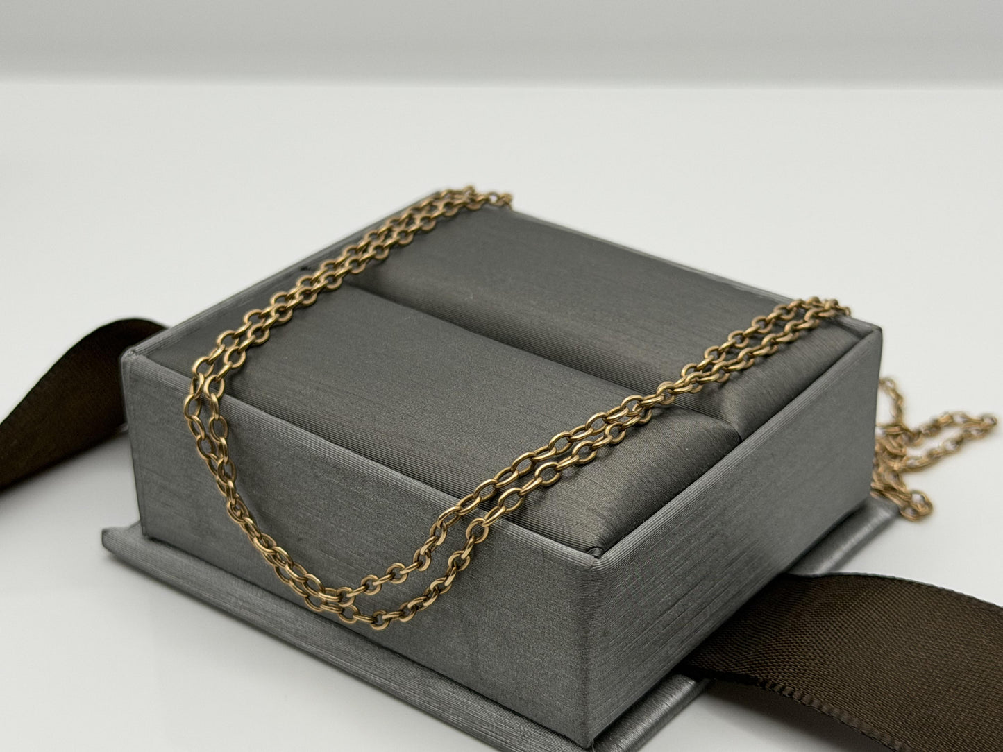 14k Round Chain Link Solid Gold Necklace 30" Double Choker