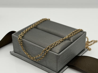 14k Round Chain Link Solid Gold Necklace 30" Double Choker