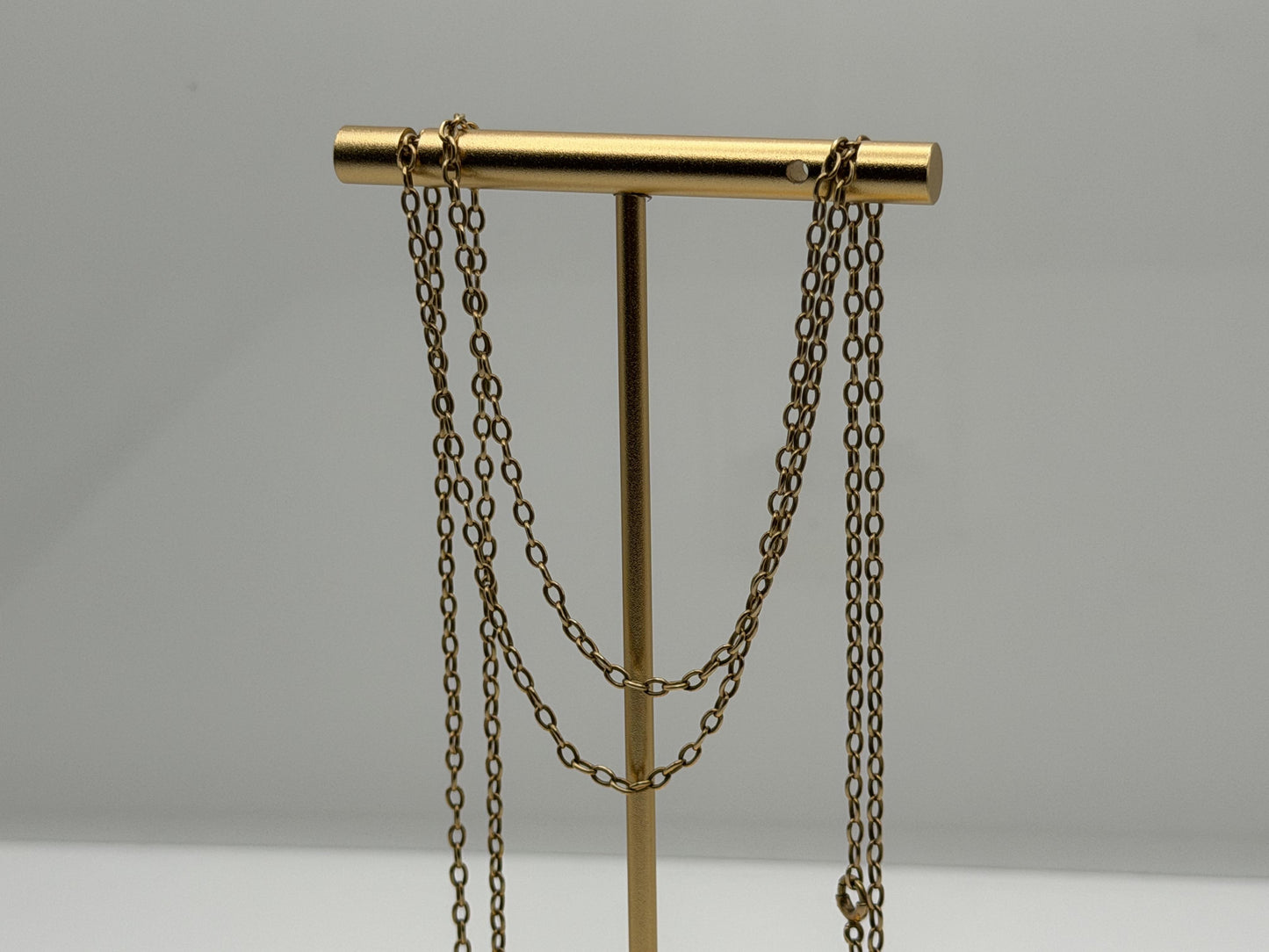 14k Round Chain Link Solid Gold Necklace 30" Double Choker