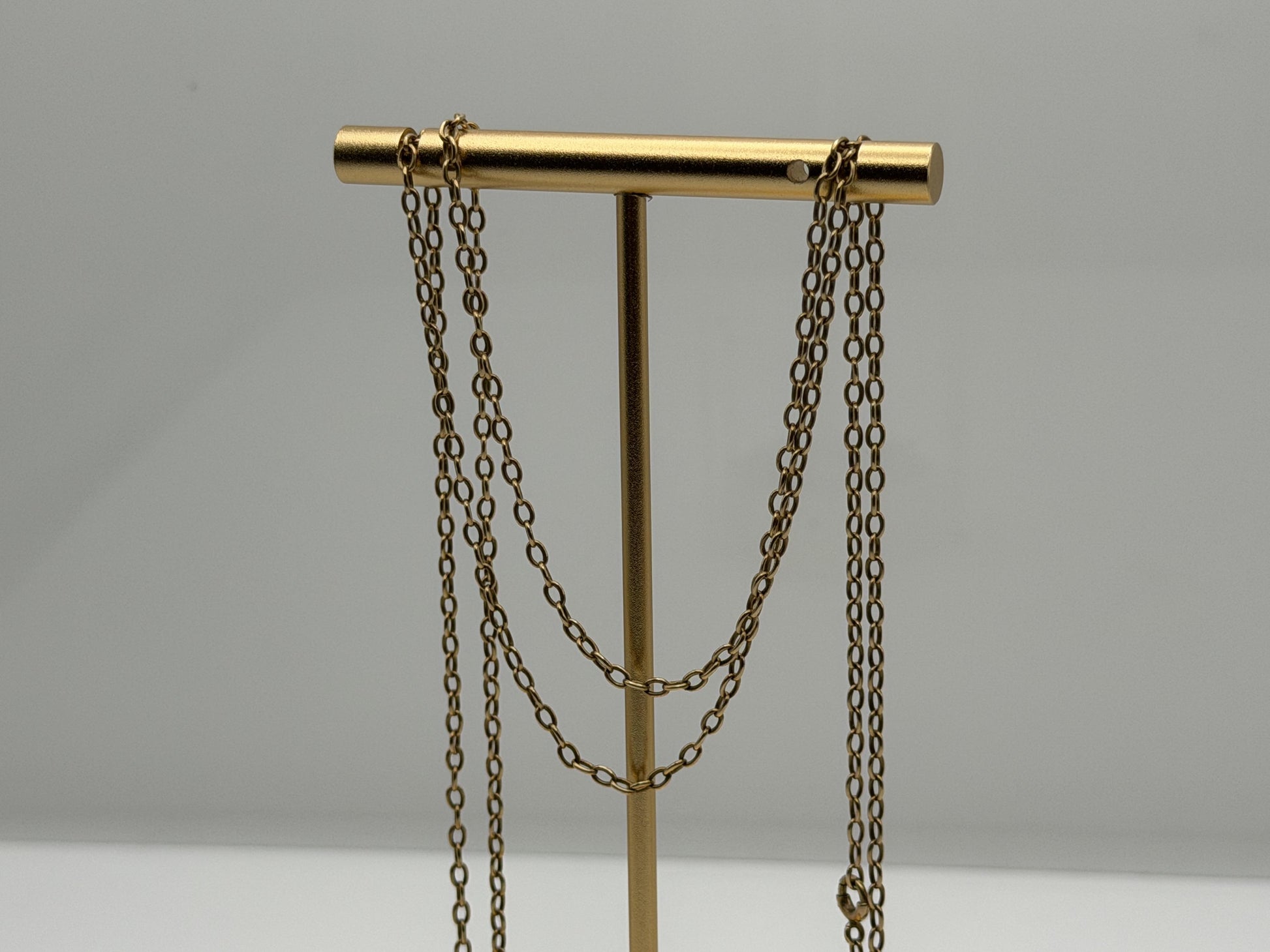 14k Round Chain Link Solid Gold Necklace 30" Double Choker