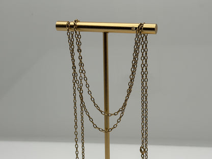 14k Round Chain Link Solid Gold Necklace 30" Double Choker