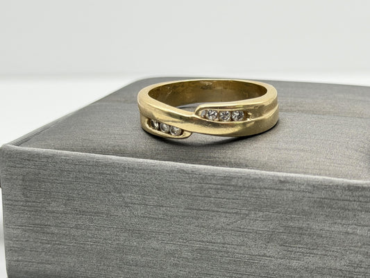 14k Yellow Gold Mens Diamond Ring. Wedding Ring. Anniversary Band Ring.