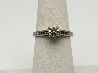 10k White Gold Diamond Cathedral Vintage Style Engagement Ring Wedding Band