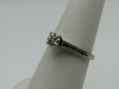 10k White Gold Diamond Cathedral Vintage Style Engagement Ring Wedding Band