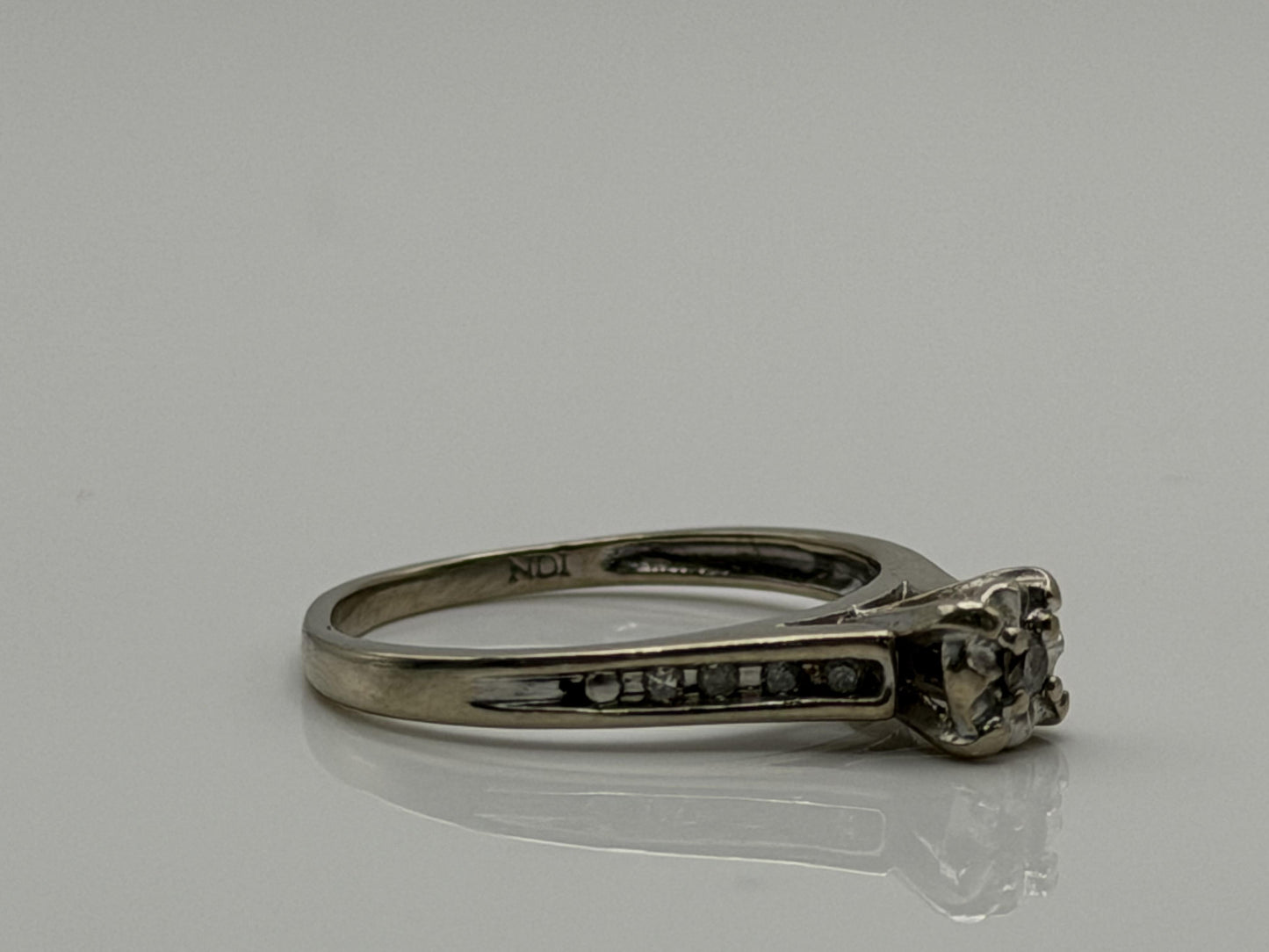 10k White Gold Diamond Cathedral Vintage Style Engagement Ring Wedding Band