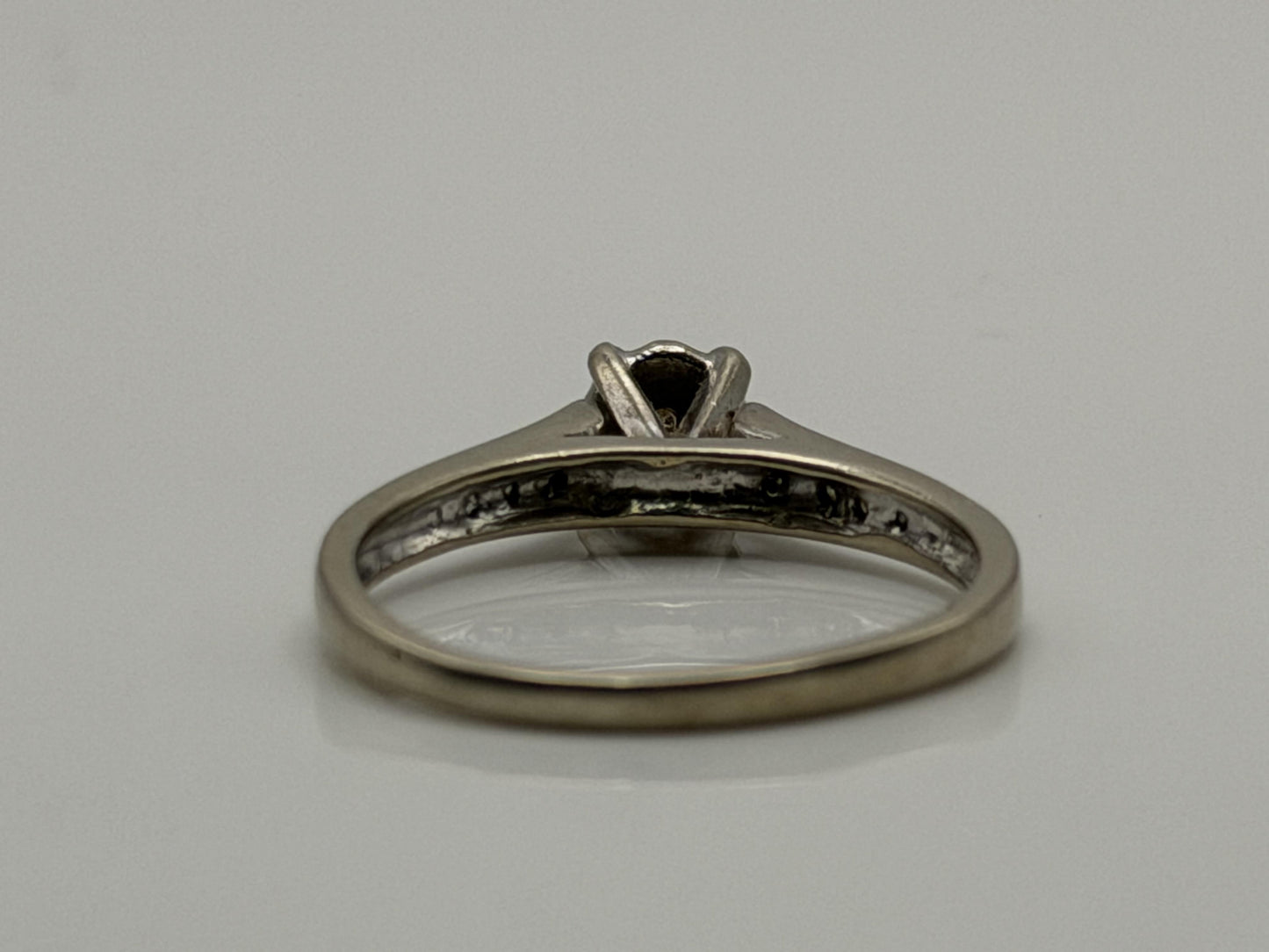 10k White Gold Diamond Cathedral Vintage Style Engagement Ring Wedding Band