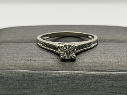 10k White Gold Diamond Cathedral Vintage Style Engagement Ring Wedding Band