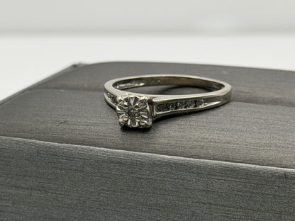 10k White Gold Diamond Cathedral Vintage Style Engagement Ring Wedding Band