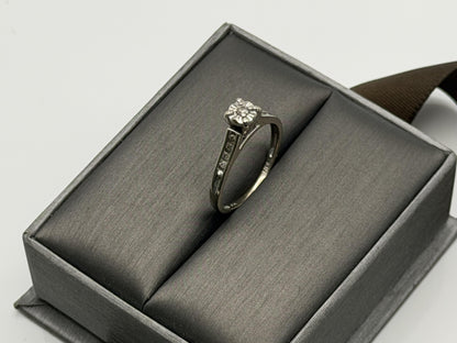 10k White Gold Diamond Cathedral Vintage Style Engagement Ring Wedding Band